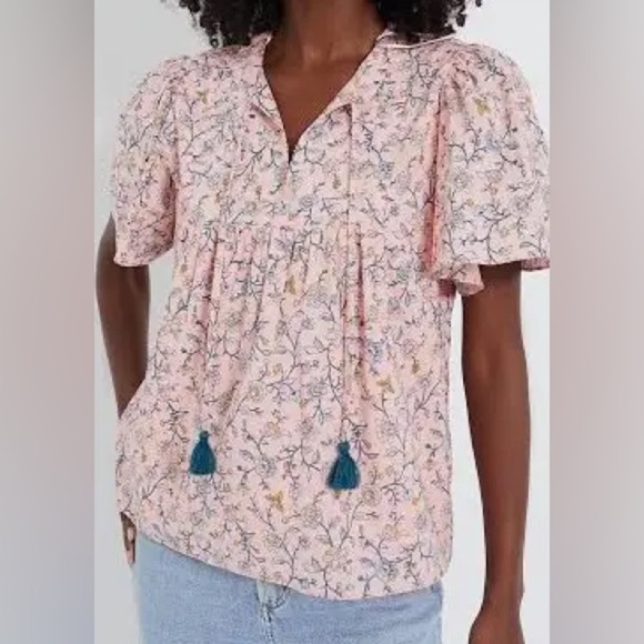 HYACINTH HOUSE LIGHT PINK Peach FLORAL ELISE BLOUSE NWT XXL - Picture 1 of 13